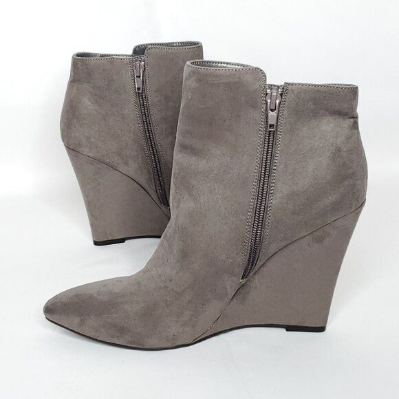 NEW Wedge Ankle Boot Bootie 8.5 Point Toe Faux Suede Gray Worthington Wor Lapaz - Picture 5 of 7